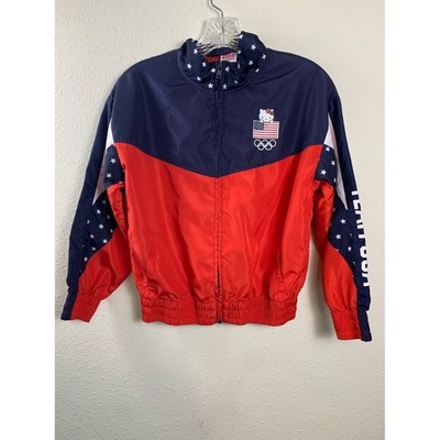 Hello Kitty Red & Navy Kids 10-12 Windbreaker Jacket Team USA Olympic Flag