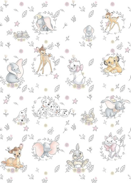 Kinderzimmer Fototapete Komar Disney Bambi Simba Dumbo Weiß 78X110 Zoll 4-Teilig-image