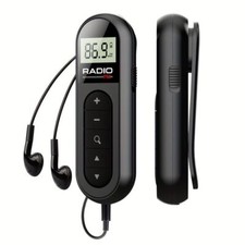 Mini Pocket FM Radio LCD Portable Clip-on Personal Radio Player with Earphone