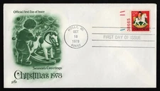 #1769 15c Rocking Horse-Plate # Single, Art Craft-H/C FDC *ANY 5=FREE SHIPPING**