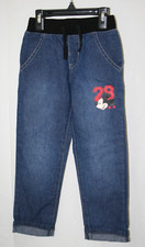 Disney Mickey Mouse 28 Denim Stretch Waist Cuffed Jeans Pants Kids Girls Size 4