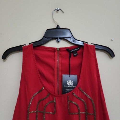 nwt ROCK & REPUBLIC Large Sleeveless Beaded Artsy Embellished Boho Tank Red - Picture 3 of 16
