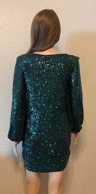 macys green satin dress Women's Sequin Mini Dresses main image 1