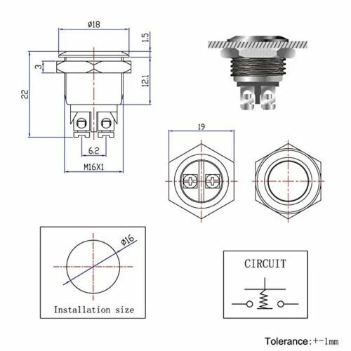 4x Metal Push Button Waterproof Switchs Momentary Reset DC2A 12V-36V Car/Boat US - Picture 2 of 18