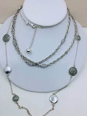 Lot of Vintage 1976 Liz Claiborne Unmark Silver Tone Rhinestones  Necklace