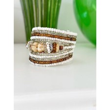 Boho Beaded Wrap Bracelet Multi-Layer Stretch Cuff