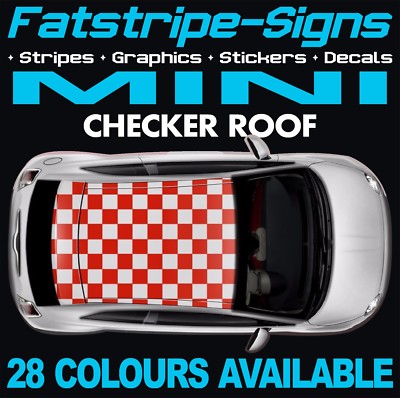 passend für MINI CHECKER DACH GRAFIK STREIFEN AUFKLEBER STICKER ONE COOPER S R50 R56