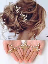 Crystal Bride Wedding Hair Pins Rhinstones Bridal Hair Accessories Head C Gold