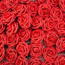 50pcs Artificial Flowers Foam Rose Fake Flower With Stem Wedding Party Bouquet