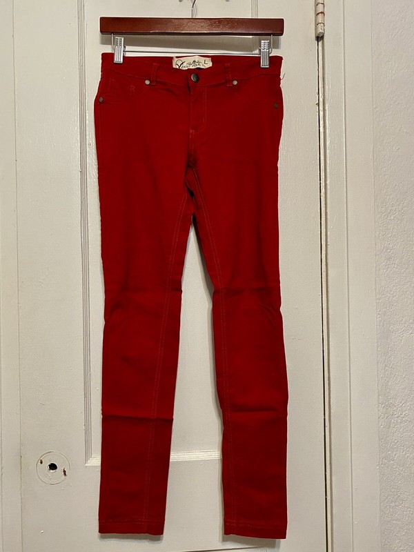 Women’s C'est Pour Toi Red Denim Skinny Leg Stretch Jeans Sz 28/29”