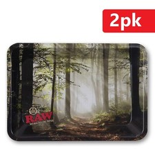Authentic Raw Forest Design Metal Mini Rolling Tray 7"x5" - Pack of 2