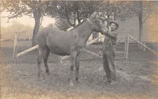 J54/ Interesting RPPC Postcard c1910 Horse Horse Breeder? Man 130