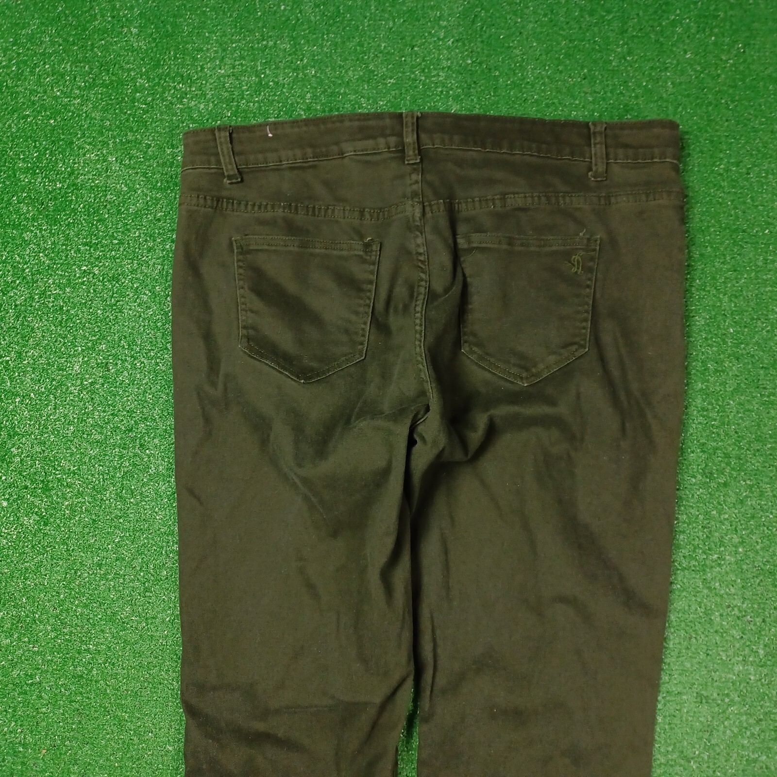 VIP Jeans Women Plus 20W Ankle High Rise Stretch Dark Olive Green Rips Destroyed