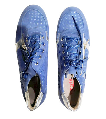 Superfit Women's Sneakers Blue and Silver 8  & 1/2 with Gore Tex  &Zippers/Laces