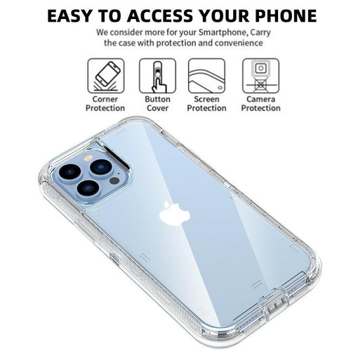 For iPhone 14 13 12 11 6 7 8 Plus X XR PRO MAX Shoockproof Clear Case Belt Clip - Picture 6 of 10