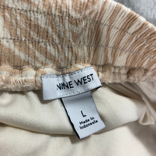 Nine West Tiered Maxi Skirt Tan Beige Animal Print Casual Summer Beach Size L - Picture 6 of 6