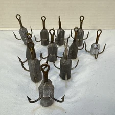 Weighted Treble Hooks Lot Of 10 Snagging  Salmon Unbranded 2.2 oz Lot #TH4