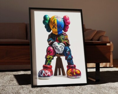 Set of 3 Graffiti Kaws Clown Art pieces canvas wall home decor