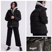 Superdry Edit All Over Print Ume Padded Jacket Black Size 14 Uk