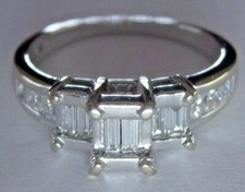 White Baguette Cut Cubic Zirconia Prong Everyday Wear 925 Sterling Silver Ring