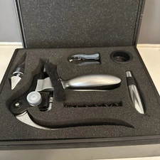 6 Piece Stainless Steel Wine Opener Set With Wooden Box Corkscrew