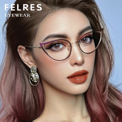 Metal Cat Eye Reading Glasses For Women Anti Blue Light Fashion Glasses New 