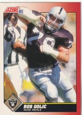 FREE SHIPPING-MINT-1991 Score Bob Golic #129 PLUS RAIDERS BONUS CARDS