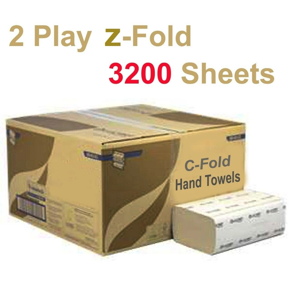 A406 Luxury White 2ply Z Fold Paper Hand Towels MultiFold - Case of 3200 Napkins