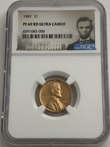 1962 NGC PF69 RD Ultra Cameo Red Proof Lincoln Memorial Penny 1c Portrait Pop 46 - Picture 3 of 3