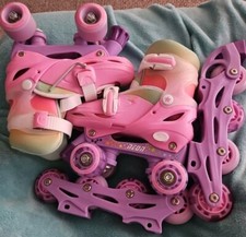 Neon Combo Skates 2-in-1 combo size 3-6 Adjustable Light Up Wheels Purple/Pink