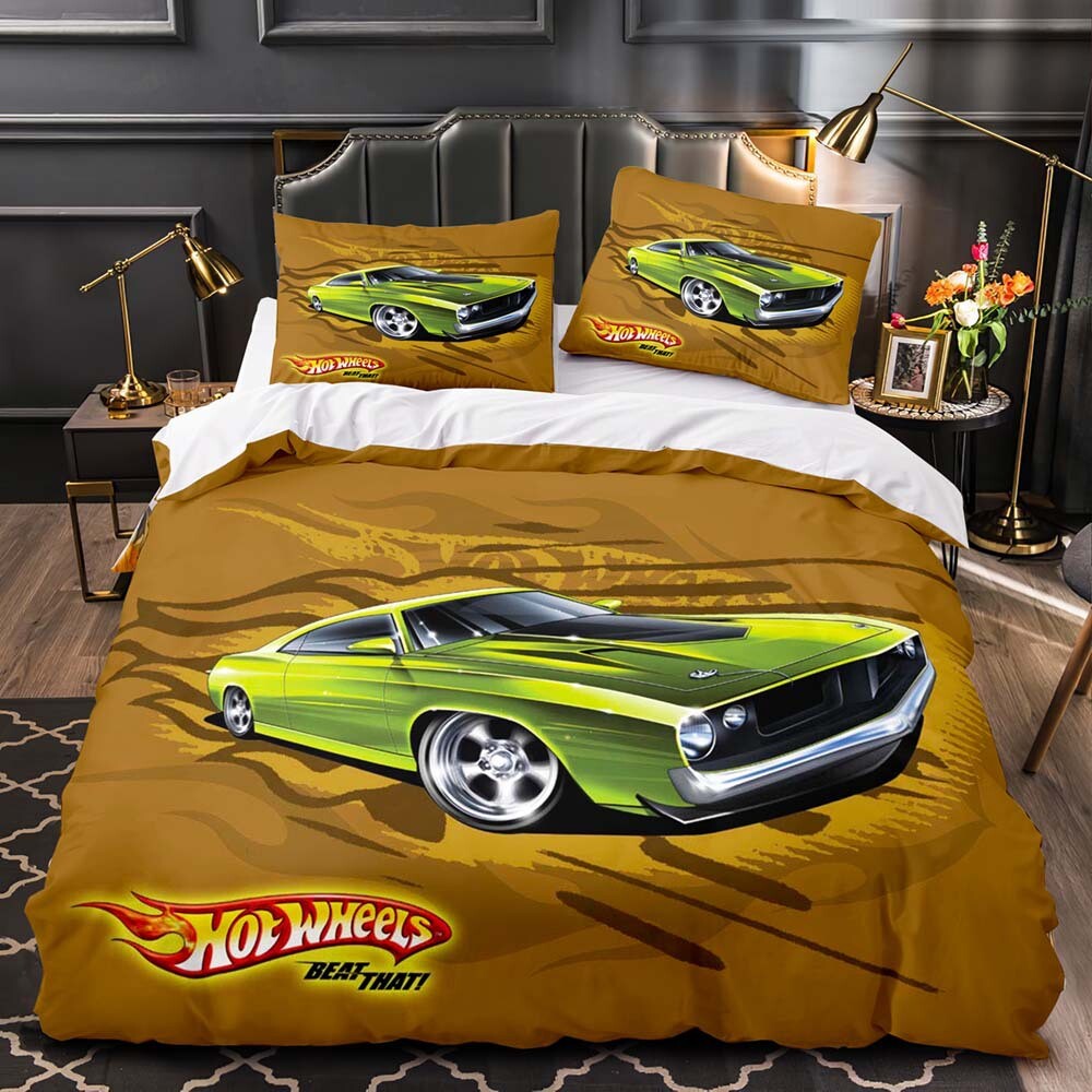 Hot Wheels Quilt Duvet Cover Doona Bedding Set Single Double Queen Kids