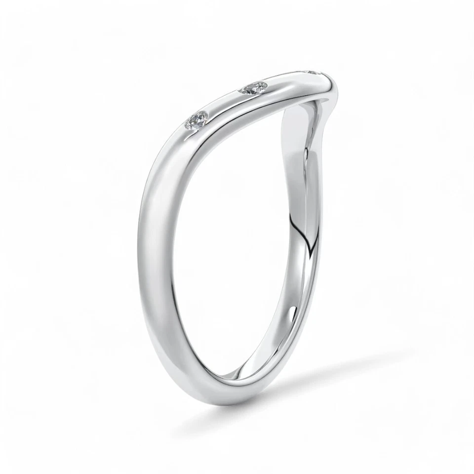 Engagement Diamond Band Lab Grown 0.30 Carat Round Cut 18k  White Gold Size 6 - Image 4 of 4