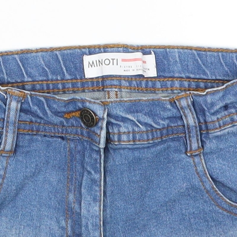 Minoti Girls Blue Cotton Blend Mom Shorts Size 5-6 Years Reg image 4