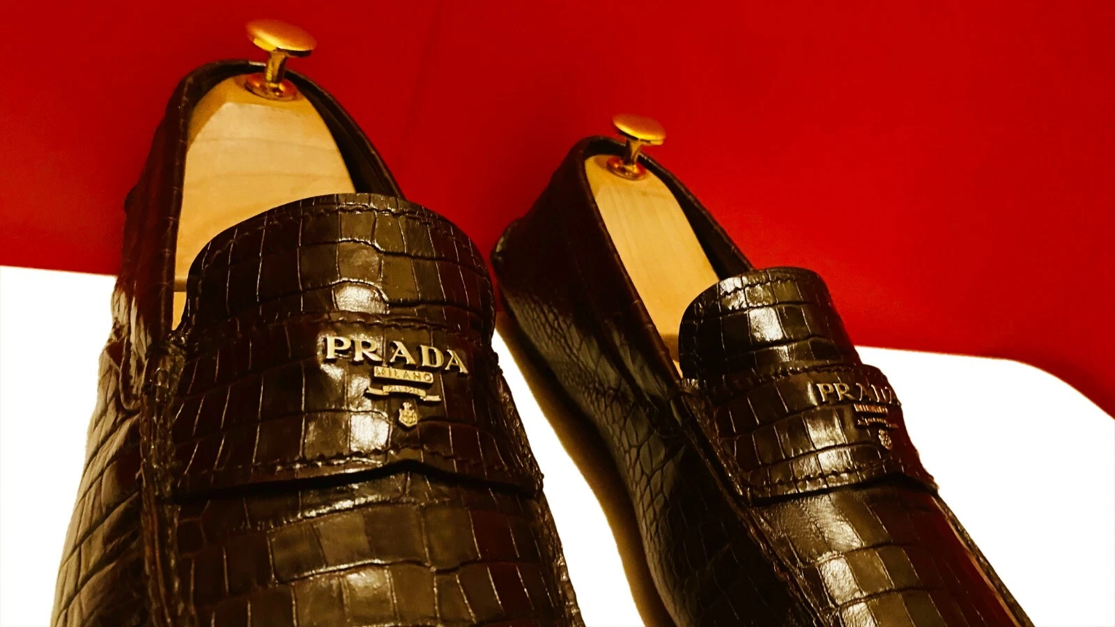 $849 00!! PRADA SCARPE MOCASSINI UOMO RARE PELLE DI COCCODRILLO MARRONE RUGGINE TAGLIA UK 7