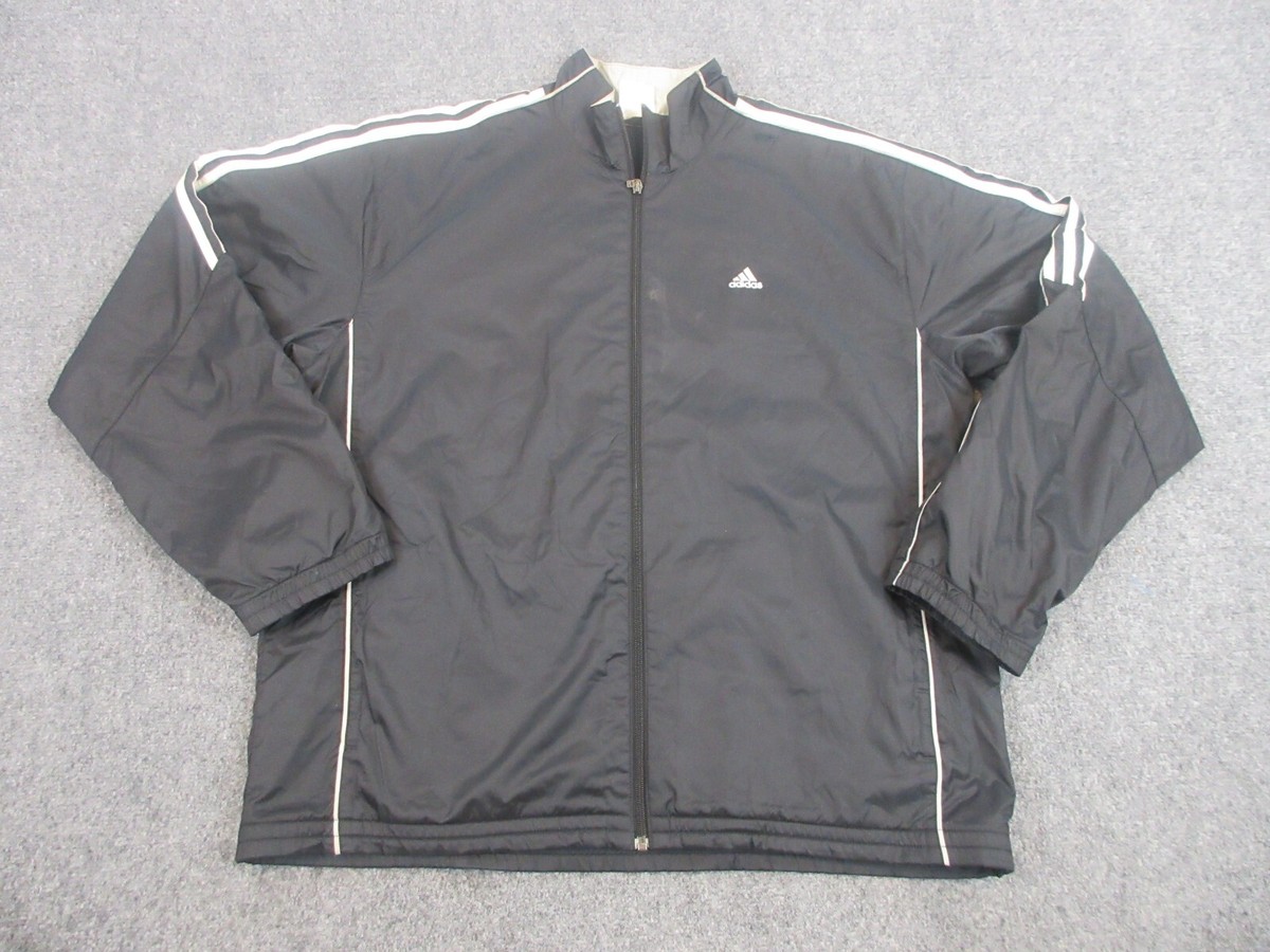 Adidas Jacket Mens Adult Large Black Athletic Full Zip Track