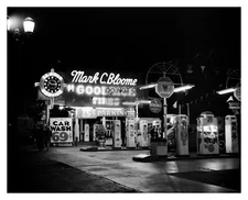 OLD HOLLYWOOD GAS STATION CAR WASH AT NIGHT 8X10 PHOTO