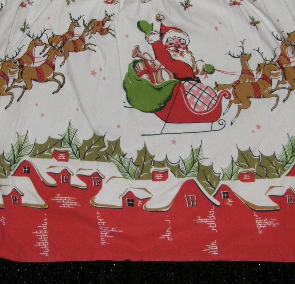Girls Sz 6 / 6X Christmas Holiday Santa Claus Print Dress MY VINTAGE BABY - Image 4 of 4