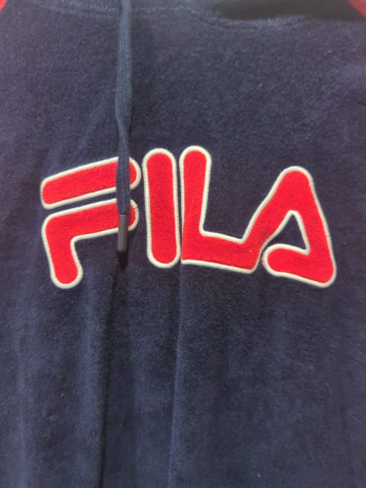 FILA Felpa con cappuccio donna French Terry rosso bianco blu L