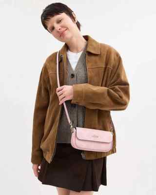 NWT Coach Hailey Flap Bag In Signature Canvas CAN70/powder Pink | eBay