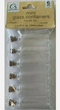 MINI GLASS CONTAINERS With CORK LIDS(6pc)0.33fl. Oz. Crafter’s Square •Bottles•