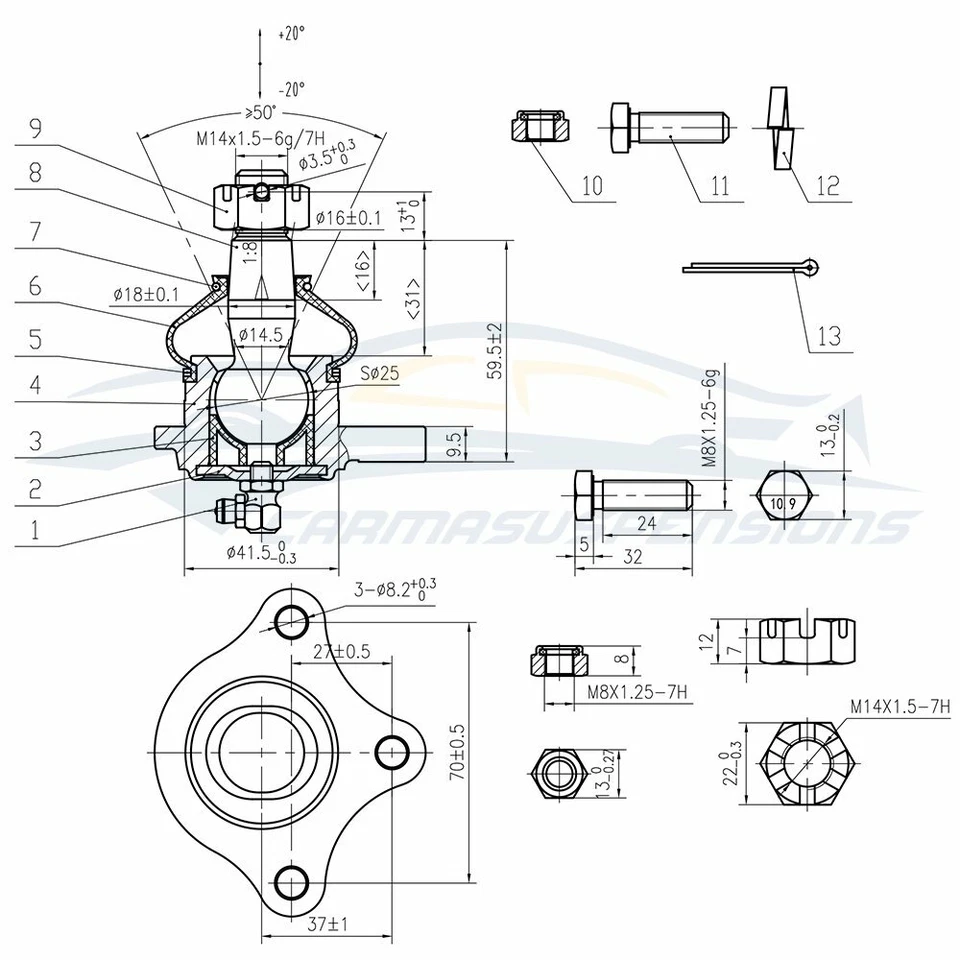 Juego completo de 8 dirección delantera para Mitsubishi Montero Sport 1992-2002 03 2004 Foto 3 de 4