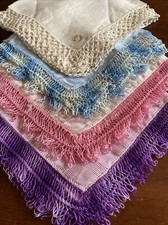 4 Vintage Hanky Handkerchiefs Crochet Borders