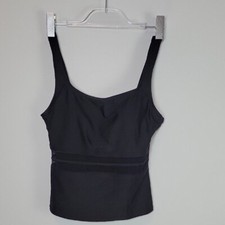 Speedo Envoltura black tankini mesh cutout swimsuit top size 8