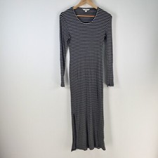 Ripe dress womens M midi bodycon black striped stretch long sleeve 105474