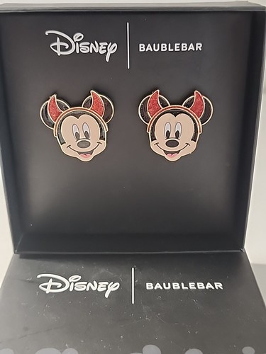 Disney Baublebar Mickey Mouse Devil Ears Earrings NIB - Picture 4 of 5