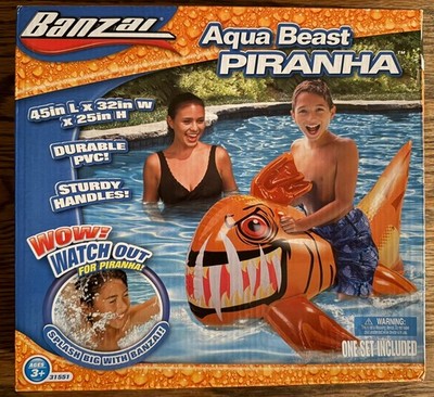 Banzai Aqua Beast Piranha Ride-On Pool Floatie ~ Vintage New in Box