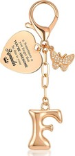 Gold Initial Keychain A-Z - Letter Keychains for women with