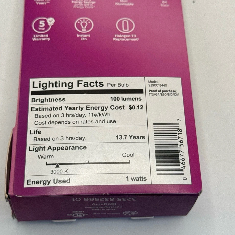 PHILIPS 1W LED G4 Base 12V Bright White 9290018440 EyeComfort Nondimmable - Image 3 of 4