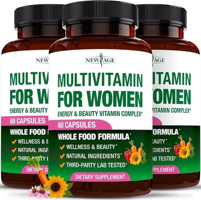 3PK Women's Multivitamin Hair Digestion Wellness & Beauty Support B-Complex Iron