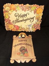 2 Vtg Die-Cut Fall Happy Thanksgiving Decor  Toate A4 